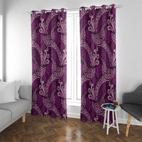 Royal Purple Monstera Window Curtain Polynesian Tribal Pattern - Polynesian Pride