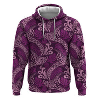 Royal Purple Monstera Zip Hoodie Polynesian Tribal Pattern - Polynesian Pride