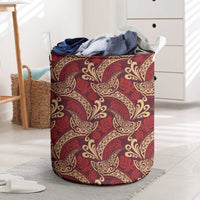 Luxury Red Monstera Laundry Basket Polynesian Tribal Pattern - Polynesian Pride