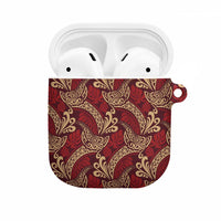 Luxury Red Monstera AirPods Case Polynesian Tribal Pattern - Polynesian Pride