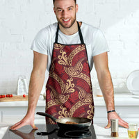 Luxury Red Monstera Apron Polynesian Tribal Pattern - Polynesian Pride