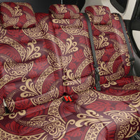Luxury Red Monstera Back Car Seat Cover Polynesian Tribal Pattern - Polynesian Pride