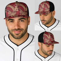 Luxury Red Monstera Baseball Net Cap Polynesian Tribal Pattern - Polynesian Pride