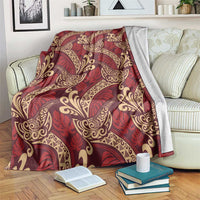 Luxury Red Monstera Blanket Polynesian Tribal Pattern - Polynesian Pride