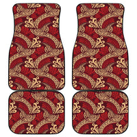 Luxury Red Monstera Car Mats Polynesian Tribal Pattern - Polynesian Pride