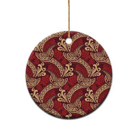 Luxury Red Monstera Ceramic Ornament Polynesian Tribal Pattern - Polynesian Pride