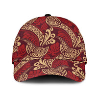 Luxury Red Monstera Classic Cap Polynesian Tribal Pattern - Polynesian Pride