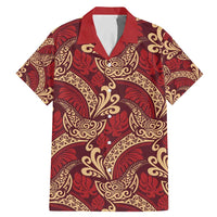 Luxury Red Monstera Family Matching Mermaid Dress and Hawaiian Shirt Polynesian Tribal Pattern - Polynesian Pride