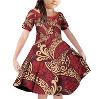 Luxury Red Monstera Family Matching Off Shoulder Short Dress and Hawaiian Shirt Polynesian Tribal Pattern - Polynesian Pride
