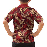 Luxury Red Monstera Family Matching Short Sleeve Bodycon Dress and Hawaiian Shirt Polynesian Tribal Pattern - Polynesian Pride