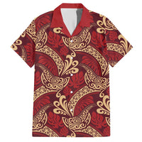 Luxury Red Monstera Hawaiian Shirt Polynesian Tribal Pattern - Polynesian Pride