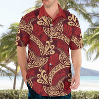 Luxury Red Monstera Hawaiian Shirt Polynesian Tribal Pattern - Polynesian Pride
