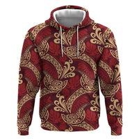 Luxury Red Monstera Hoodie Polynesian Tribal Pattern - Polynesian Pride