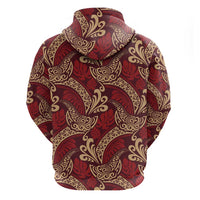 Luxury Red Monstera Hoodie Polynesian Tribal Pattern - Polynesian Pride