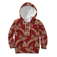 Luxury Red Monstera Kid Hoodie Polynesian Tribal Pattern - Polynesian Pride