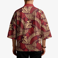 Luxury Red Monstera Kimono Polynesian Tribal Pattern - Polynesian Pride