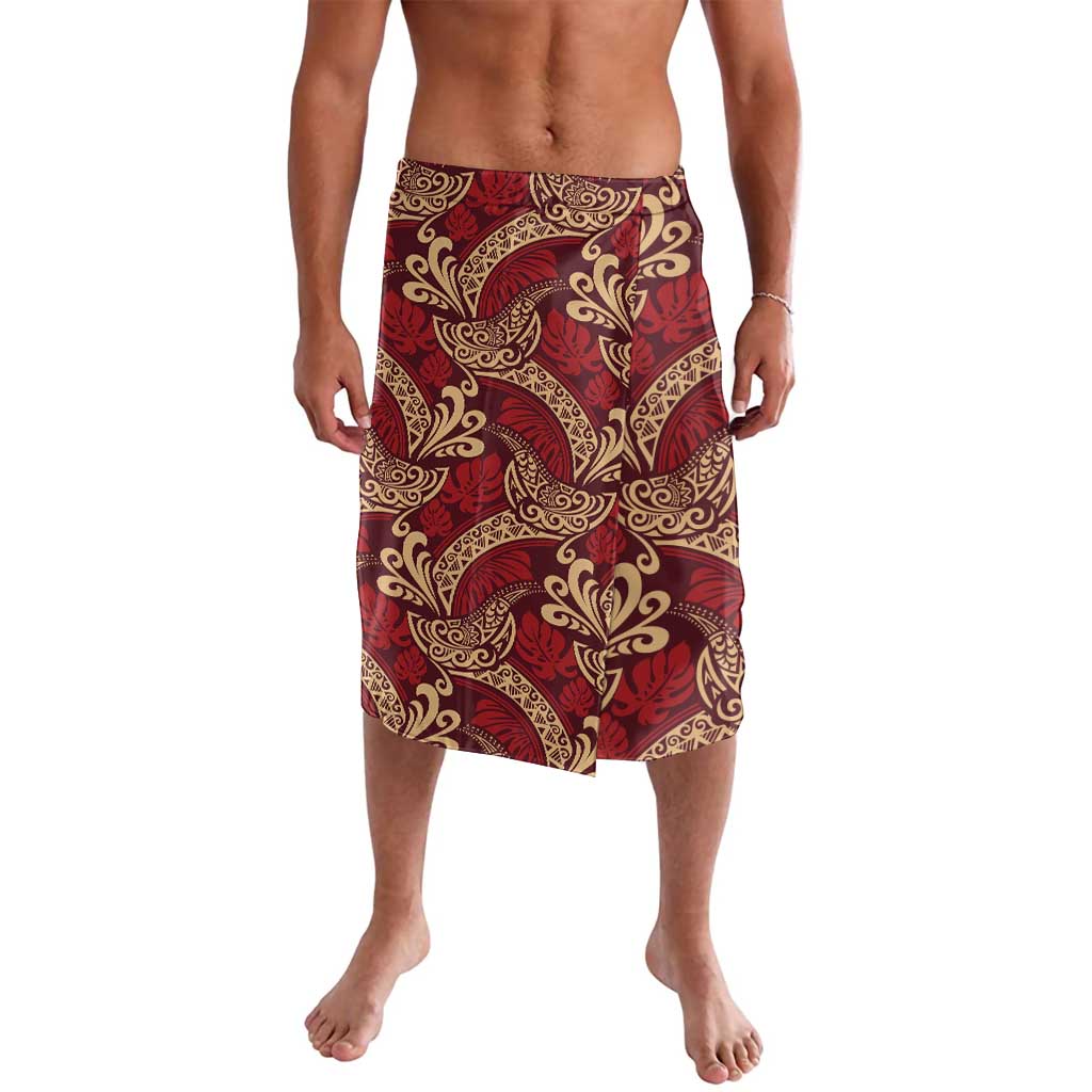 Luxury Red Monstera Lavalava Polynesian Tribal Pattern - Polynesian Pride