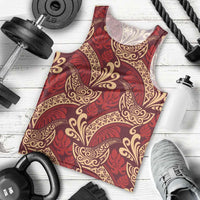 Luxury Red Monstera Men Tank Top Polynesian Tribal Pattern - Polynesian Pride