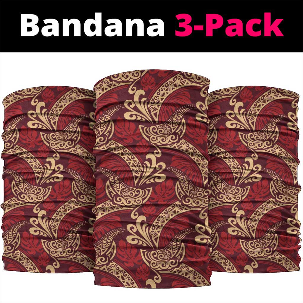 Luxury Red Monstera Neck Gaiter Polynesian Tribal Pattern - Polynesian Pride