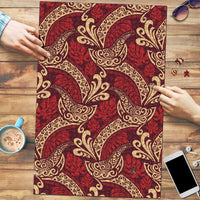 Luxury Red Monstera Puzzle Polynesian Tribal Pattern - Polynesian Pride