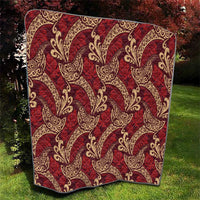 Luxury Red Monstera Quilt Polynesian Tribal Pattern - Polynesian Pride