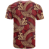 Luxury Red Monstera T Shirt Polynesian Tribal Pattern - Polynesian Pride
