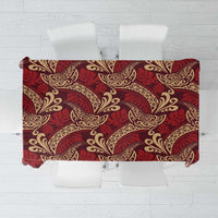 Luxury Red Monstera Tablecloth Polynesian Tribal Pattern - Polynesian Pride