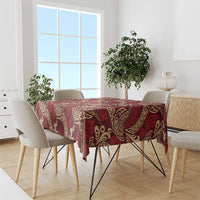 Luxury Red Monstera Tablecloth Polynesian Tribal Pattern - Polynesian Pride