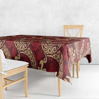 Luxury Red Monstera Tablecloth Polynesian Tribal Pattern - Polynesian Pride