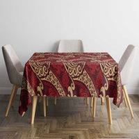 Luxury Red Monstera Tablecloth Polynesian Tribal Pattern - Polynesian Pride