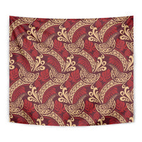 Luxury Red Monstera Tapestry Polynesian Tribal Pattern - Polynesian Pride