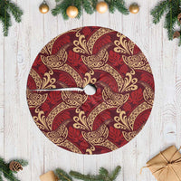 Luxury Red Monstera Tree Skirt Polynesian Tribal Pattern - Polynesian Pride