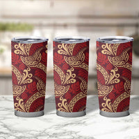 Luxury Red Monstera Tumbler Cup Polynesian Tribal Pattern - Polynesian Pride