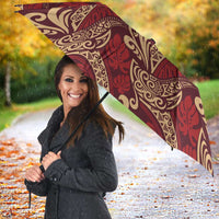 Luxury Red Monstera Umbrella Polynesian Tribal Pattern - Polynesian Pride