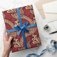 Luxury Red Monstera Wrapping Paper Polynesian Tribal Pattern - Polynesian Pride