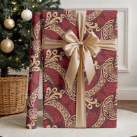 Luxury Red Monstera Wrapping Paper Polynesian Tribal Pattern - Polynesian Pride