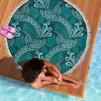Teal Monstera Beach Blanket Polynesian Tribal Pattern - Polynesian Pride