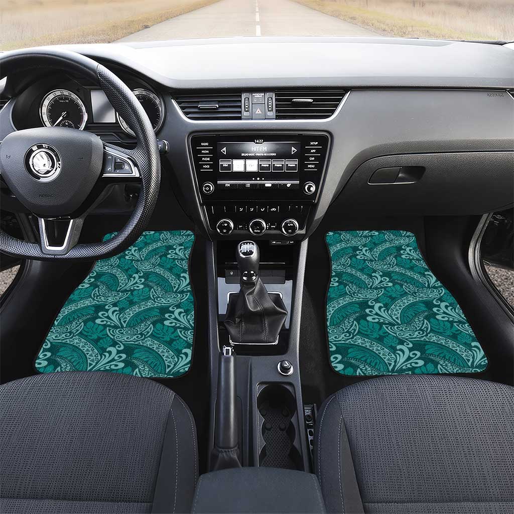Teal Monstera Car Mats Polynesian Tribal Pattern - Polynesian Pride