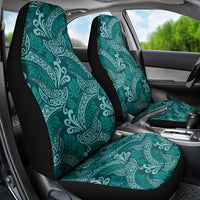 Teal Monstera Car Seat Cover Polynesian Tribal Pattern - Polynesian Pride