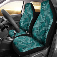 Teal Monstera Car Seat Cover Polynesian Tribal Pattern - Polynesian Pride