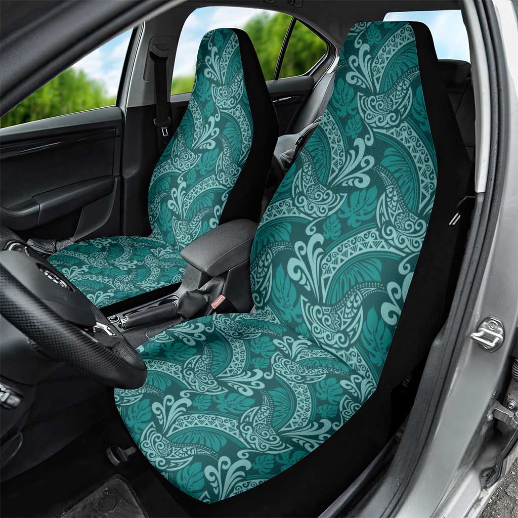 Teal Monstera Car Seat Cover Polynesian Tribal Pattern - Polynesian Pride