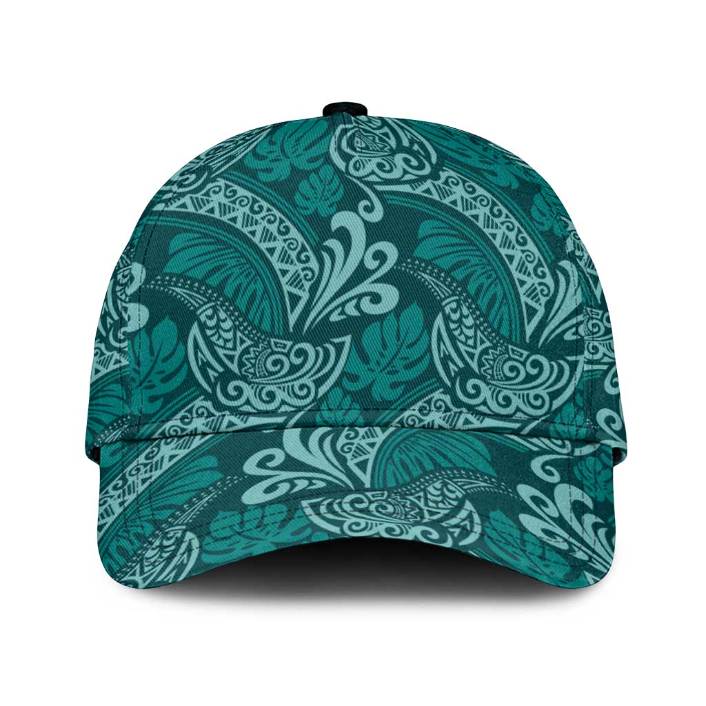 Teal Monstera Classic Cap Polynesian Tribal Pattern - Polynesian Pride