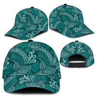 Teal Monstera Classic Cap Polynesian Tribal Pattern - Polynesian Pride