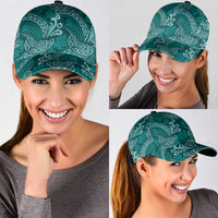 Teal Monstera Classic Cap Polynesian Tribal Pattern - Polynesian Pride