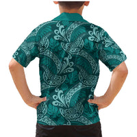 Teal Monstera Family Matching Mermaid Dress and Hawaiian Shirt Polynesian Tribal Pattern - Polynesian Pride