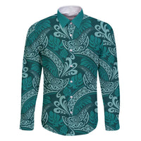 Teal Monstera Family Matching Summer Maxi Dress and Hawaiian Shirt Polynesian Tribal Pattern - Polynesian Pride