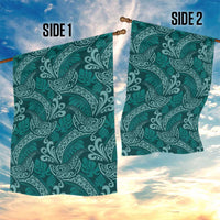 Teal Monstera Garden Flag Polynesian Tribal Pattern - Polynesian Pride