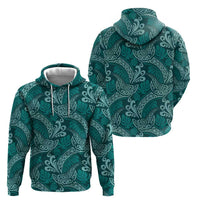Teal Monstera Hoodie Polynesian Tribal Pattern - Polynesian Pride
