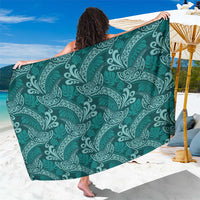 Teal Monstera Sarong Polynesian Tribal Pattern - Polynesian Pride