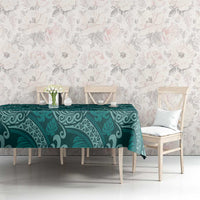 Teal Monstera Tablecloth Polynesian Tribal Pattern - Polynesian Pride